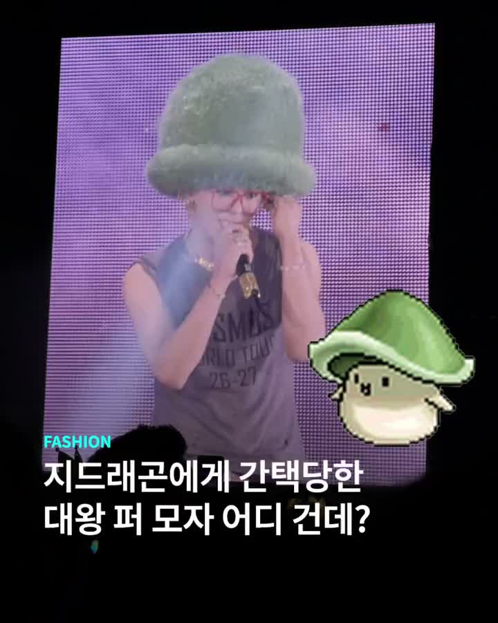 지디 머리 위에 등장한 대왕 퍼 모자 🍄‍🟫